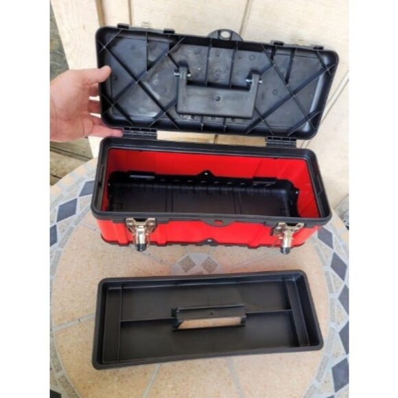 Metal Tool Box Steel 16" Inch Tool Organizer Box Durable Portable Tool Box - Picture 2 of 2